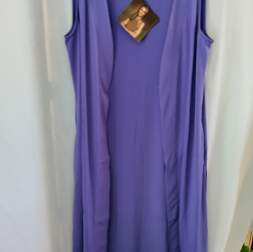 IMAN Global Resort Duster Vest Purple Pockets Side Slit Sm XS NWT. - Picture 12 of 12